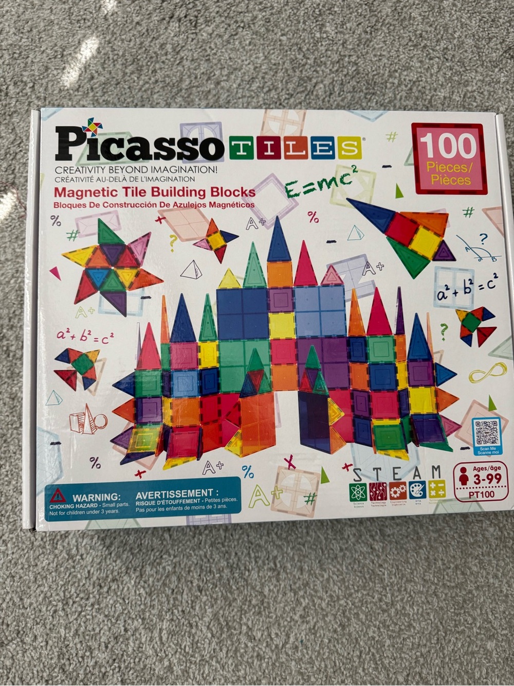 100-Piece Magnetic Tile Building Set - Multicolor